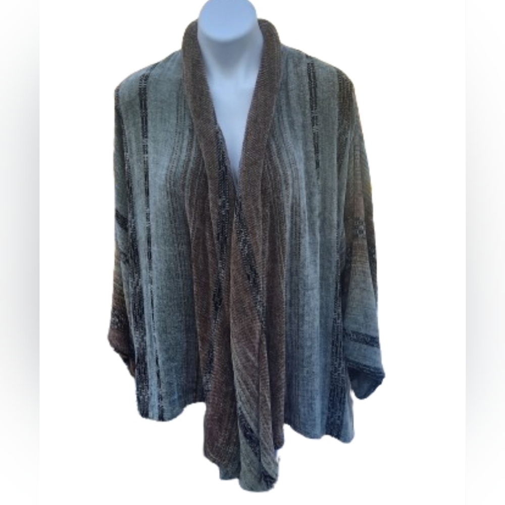 CYNTHIA KRAUSE Cardigan Womens  Chenille Knit Open Sweater Art To Wear